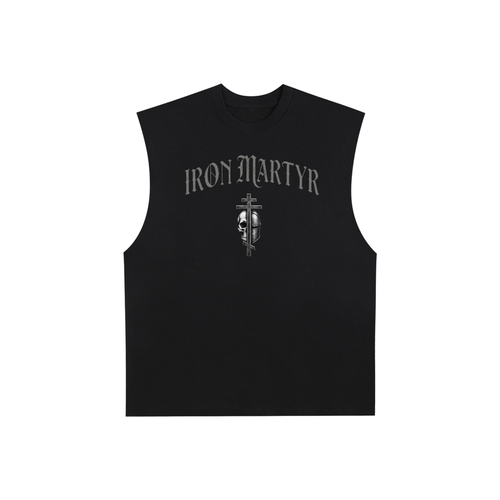 Byzantine Cross Log Raw Edge Cotton Tank Top