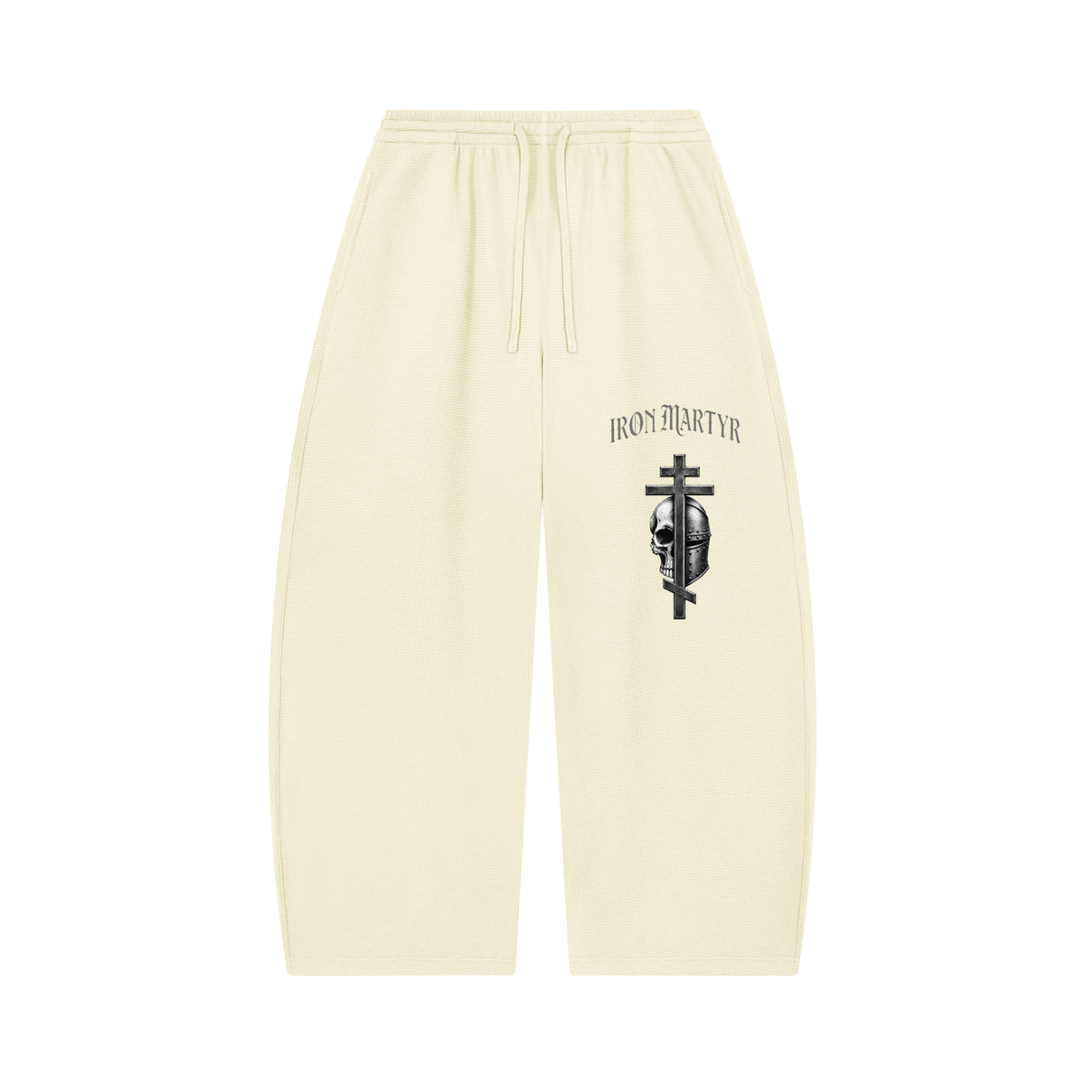 Unisex byzantine cross logo Waffle Barrel Leg Pants