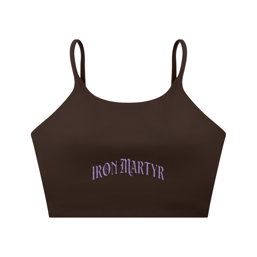 Purple Logo Spaghetti Strap Yoga Sports Bra