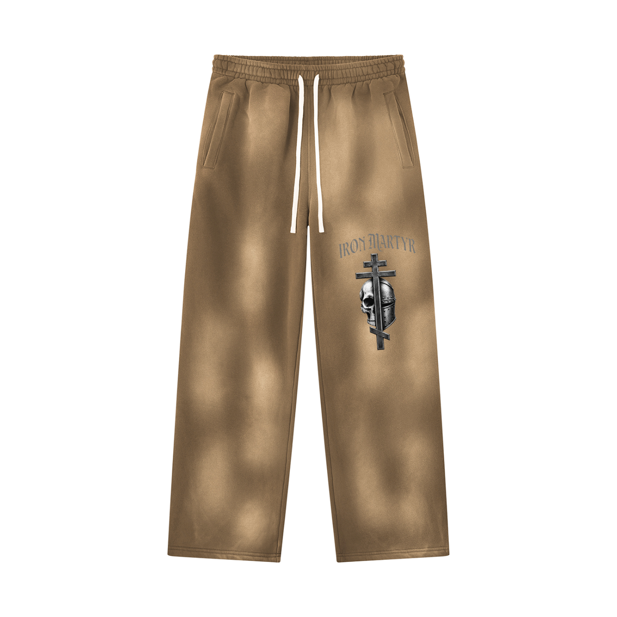 Unisex Byzantine Cross Logo Sunfade Wide Leg Fleece Sweatpants