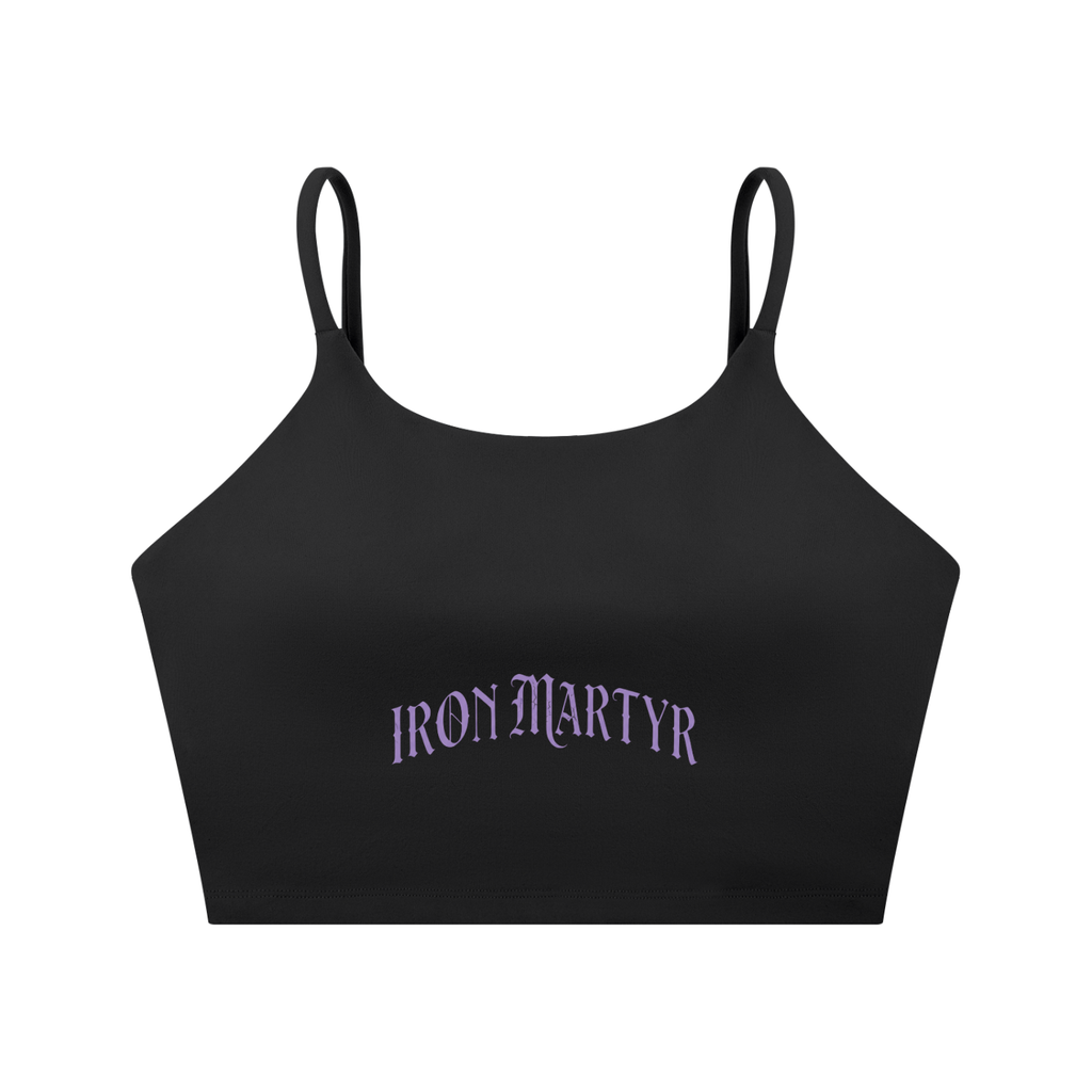 Purple Logo Spaghetti Strap Yoga Sports Bra