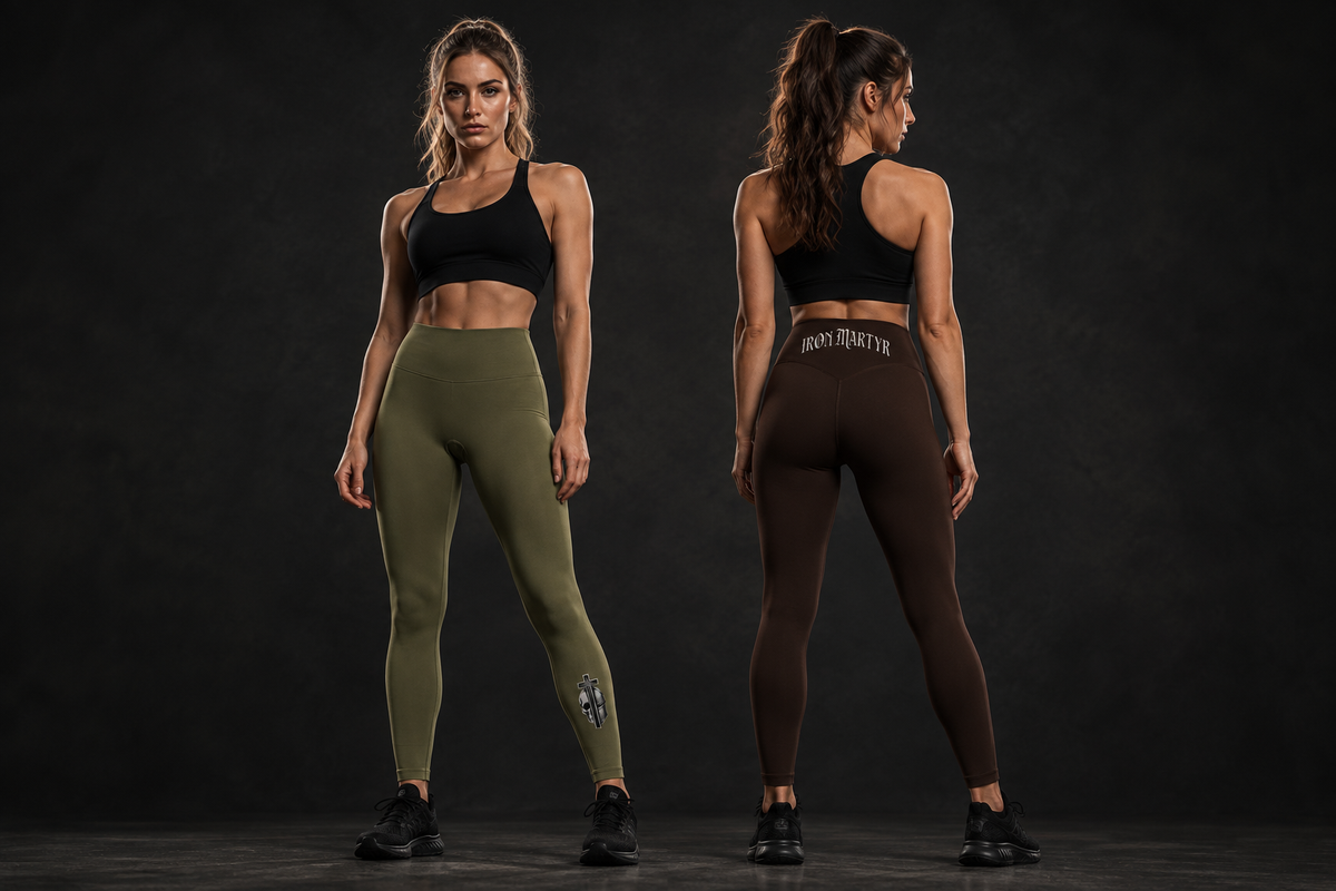 Yoga Leggings — Olive Front / Brown Back